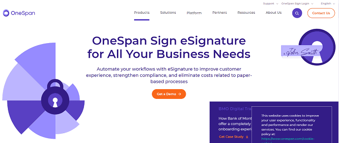 OneSpan-OnlienSignature-Software-Site-ホームページ。