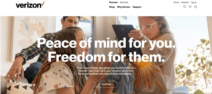 Verizon-Smart-Family-Parental-Control App-strona internetowa-dla-iPhone-Android-użytkowników