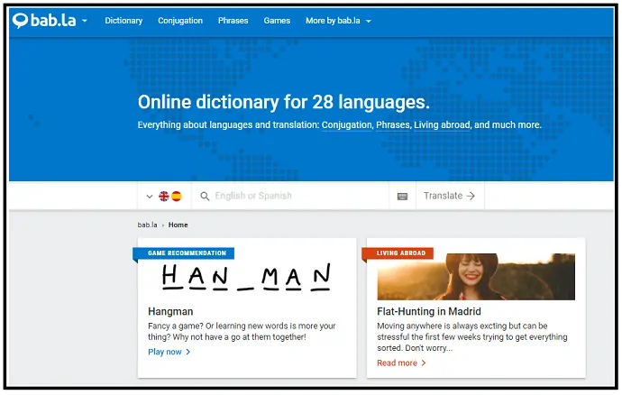 bab.la-dictionary-web-page-which-the-the-best-English-Spanyol-terjemahan