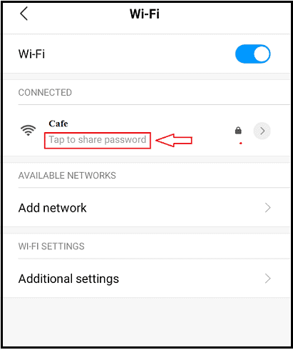 Android 设备中的共享 wi-fi 密码选项