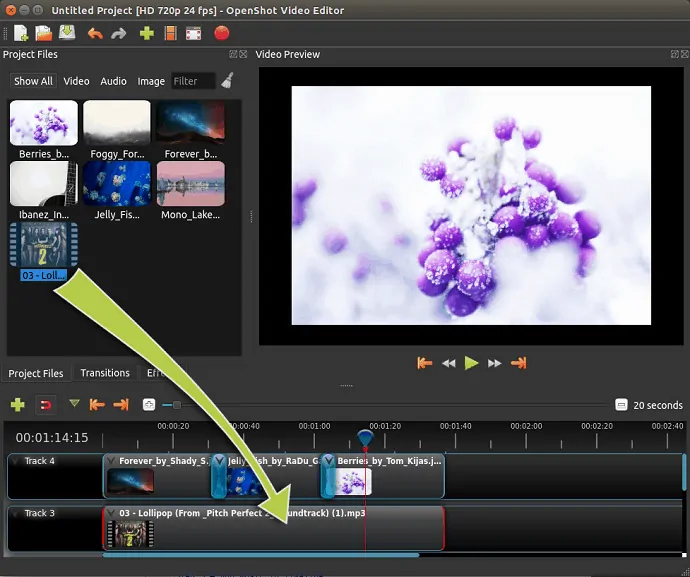 أضف الموسيقى باستخدام OpenShot-Video-Editor