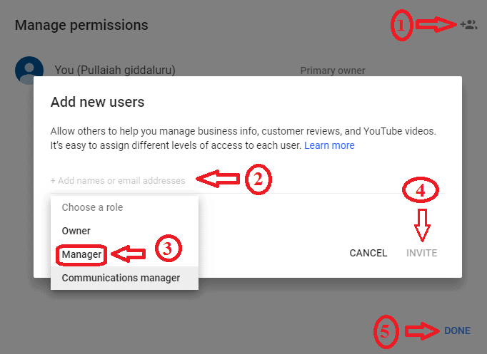 การเพิ่มคนเพื่อจัดการบัญชีแบรนด์ YouTube ของคุณ ช่อง YouTube