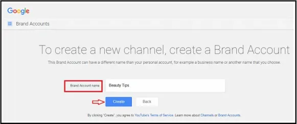 使用品牌帳戶名稱創建 YouTube 頻道
