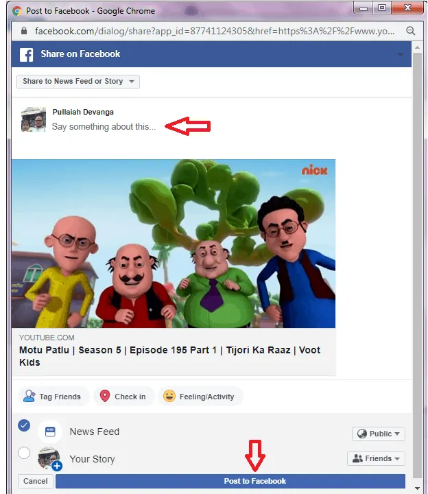 Memposting video YouTube di Facebook Anda