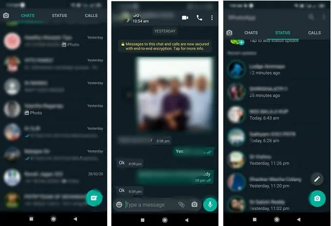 Mode Gelap WhatsApp terlihat seperti