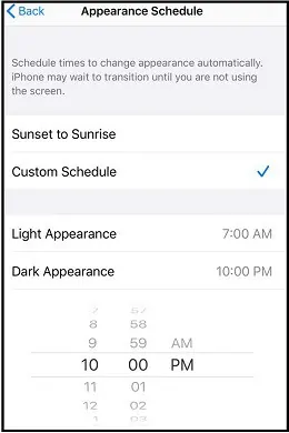 Activer le mode sombre sur votre iPhone à un moment précis