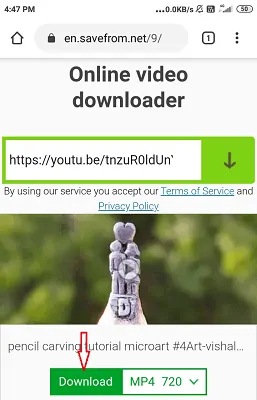 Download-Symbol, das sich unter dem gewünschten Video befindet, um es herunterzuladen.