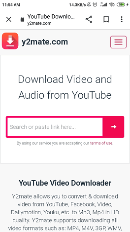 Y2mate youtube video downloader.