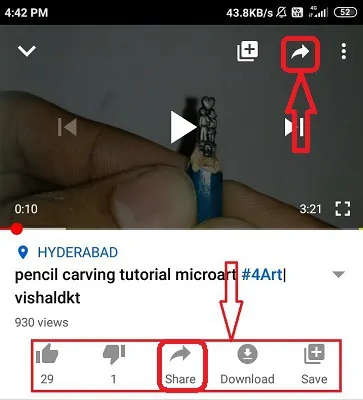 Ikony udostępniania w YouTube.