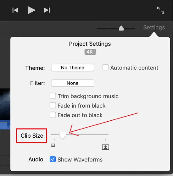 iMovie-Settings-to-the-New Project