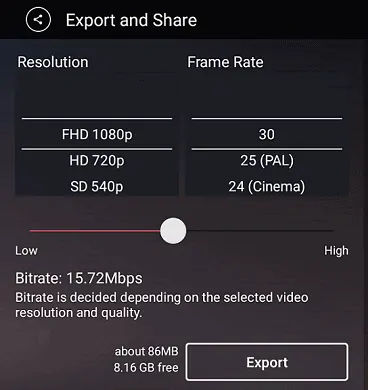 Select-Resolution, Frame Rate e Bit Rate do seu vídeo