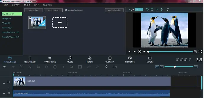 การแปลงไฟล์เพลงเป็นไฟล์วิดีโอโดยใช้ Windows Movie Maker