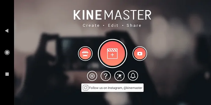 Page d'ouverture de l'application KineMaster