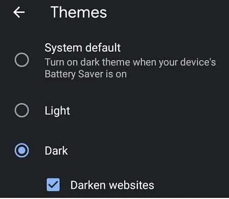 Web siteleri için-Android-chrome'da-Dark-Theme-Uygulama