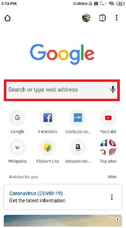 Masukkan web google di bilah pencarian.