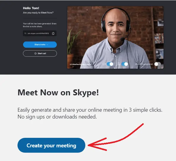 あなたのmeeting-option-on-Skype-website-to-organize-free-video-meetings-on-chromeを作成します-サインアップもダウンロードもありません