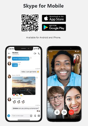 Skype Mobile App-Download-Seite-für-Android-und-iOS-Geräte