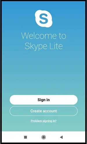 Inicio de sesión en la aplicación móvil de Skype