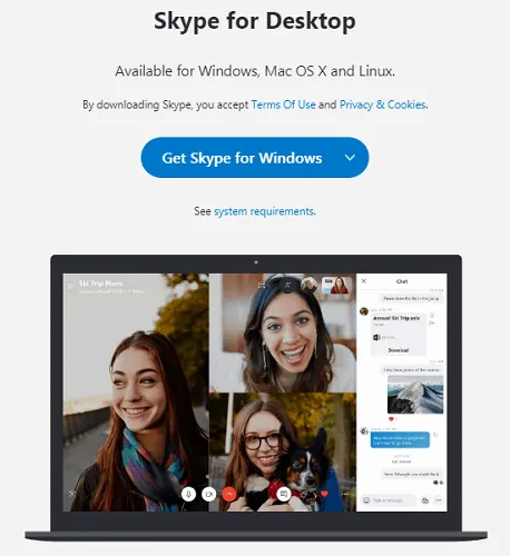 Skype Desktop App-strona pobierania-dla-Windows-Mac-i-Linux