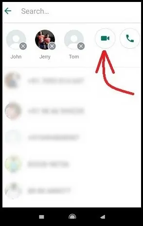 Icône d'appel vidéo dans WhatsApp pour faire un appel vidéo de groupe