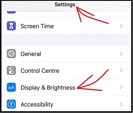 Opzione display e luminosità in Impostazioni nel tuo dispositivo iPhone