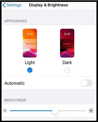 Gelap -option-in-iPhone- untuk mengaktifkan mode gelap