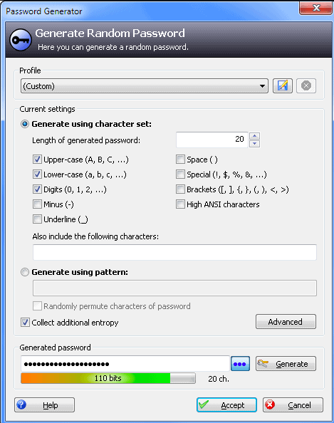 Générateur de mots de passe Keepass