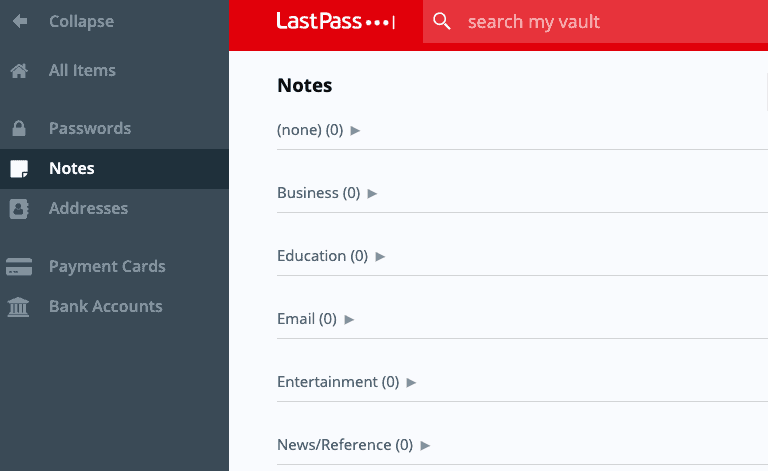 ملاحظات lastpass