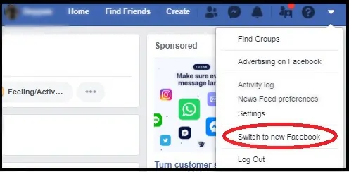 สลับเป็นใหม่ Facebook-option-on-your-Facebook-Desktop-site