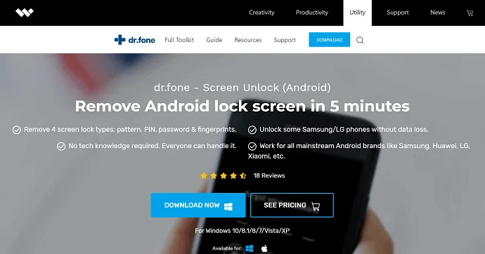 Wondershare Dr.Fone per sbloccare lo schermo Android