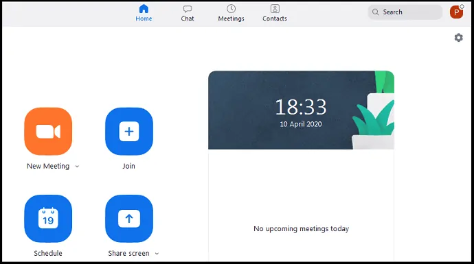 Aplikasi klien desktop Zoom Cloud Meetings-Home-page