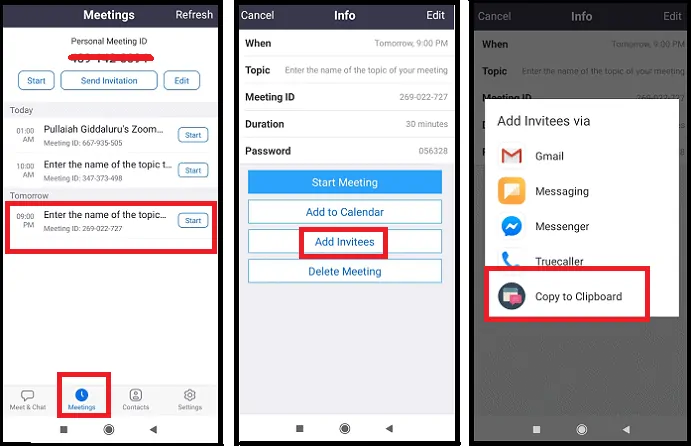 Copying-Your-Zoom-Meetings-details-like-joining link-meeting id-password-and-name-of-the-topic-on-your-Zoom-Cloud-Meetings-app