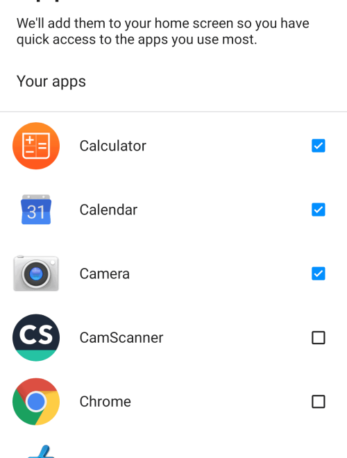 Accesso rapido alle app selezionate