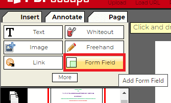 Opzione campo modulo in PDFescape