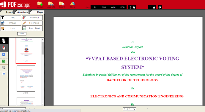 PDFescape vista PDF