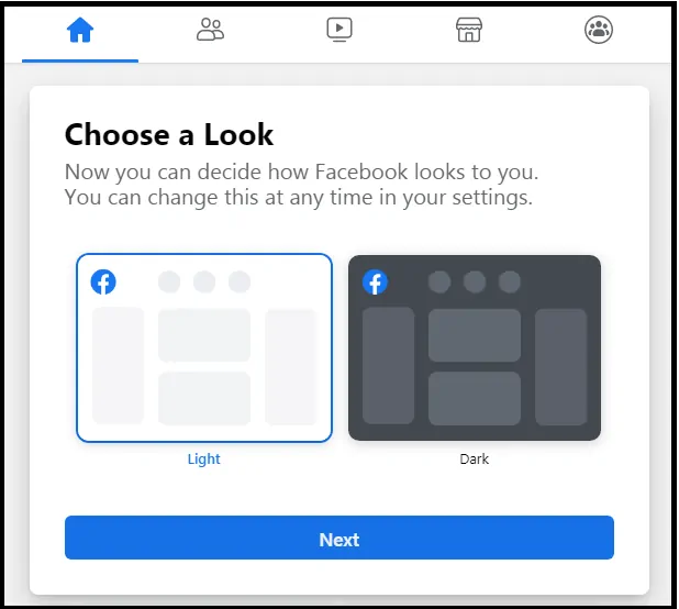 新しいFacebookデスクトップの明暗オプション