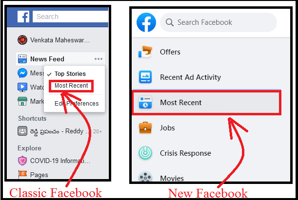 Opzione News Feed-eliminata -in-Nuovo Facebook-ma-Opzione-Più recenti-aggiunta-separatamente