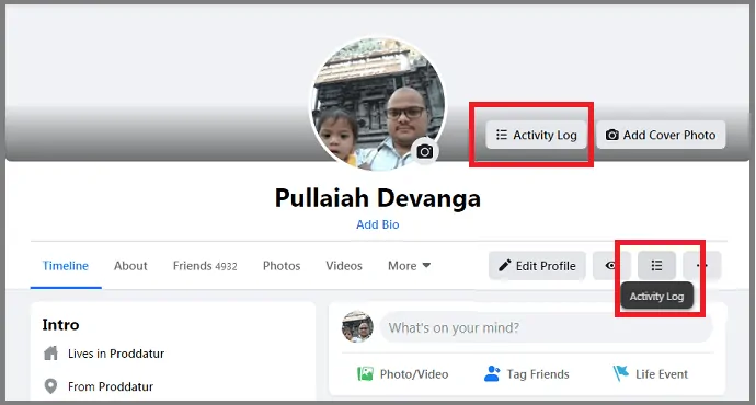 Activitate-opțiune-în-noua pagină de profil Facebook