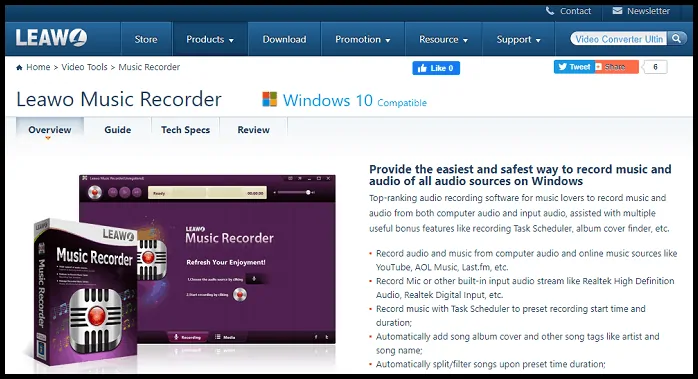 Leawo-Music-Recorder-Resmi-Website-page