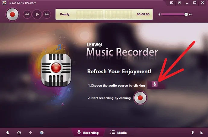 اختر مصدر الصوت في Leawo Music-Recorder