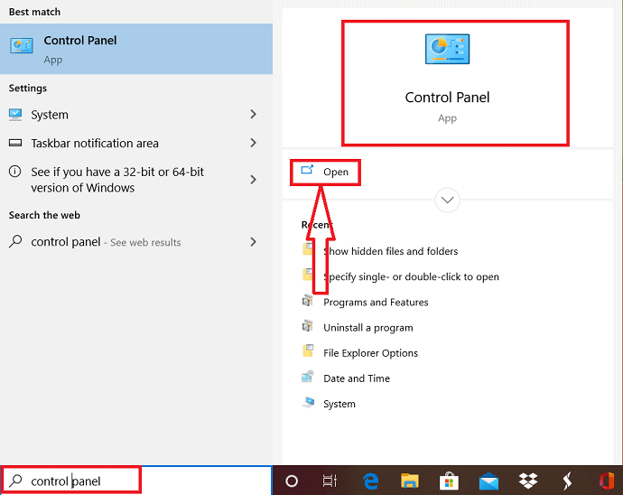 Abra o painel de controle.