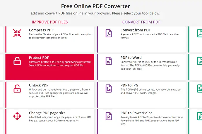 การเลือกตัวเลือกป้องกัน PDF