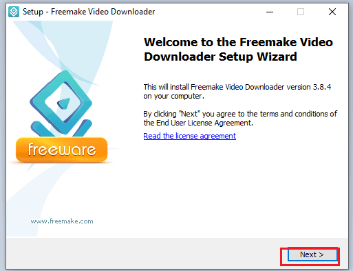 tela de boas-vindas do freemake video downloader