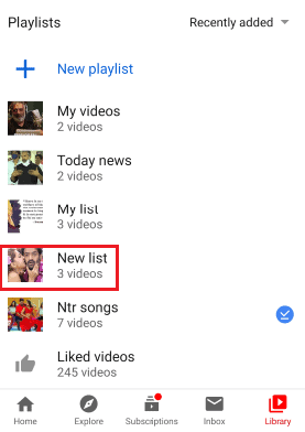 เปิด youtube แล้วเลือก playlist