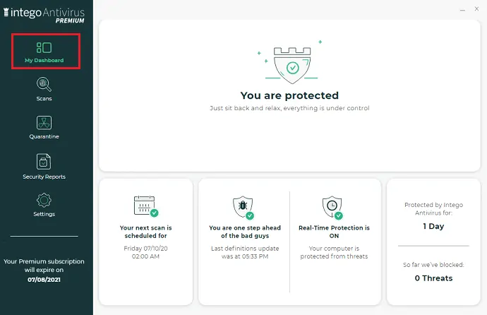 Options d'Intego-Antivirus-pour-PC-My-Dashboard