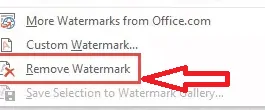 Rimuovere l'opzione dell'acqua in MS Word