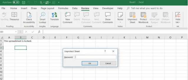 取消保護 Excel 工作表