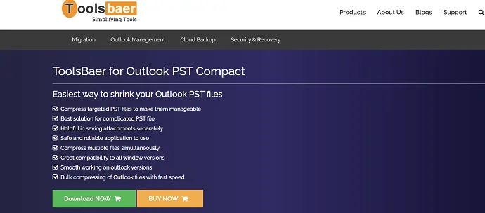 Toolbaer per Outlook PST compatto.