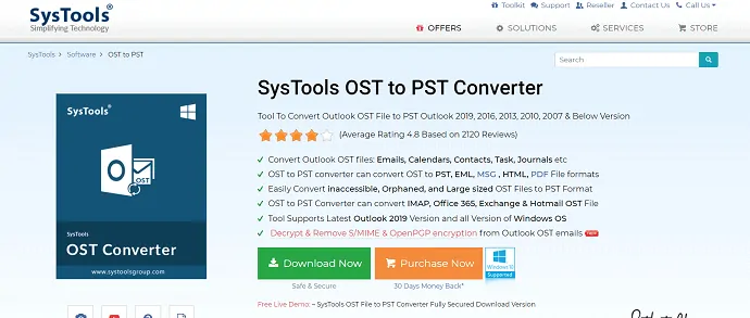 El convertidor SysTools OST a PST es el convertidor notable