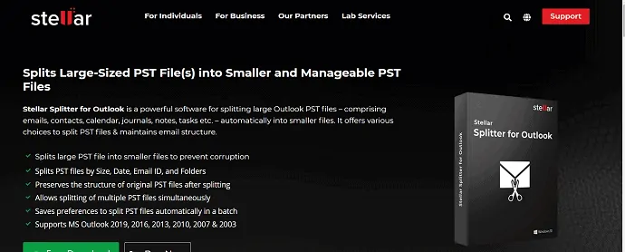 Stellar Splitter لملفات Outlook PST.